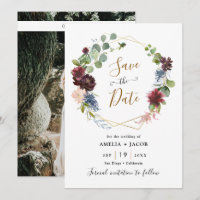 Cadre géométrique Bourgogne Marine Floral Enregist