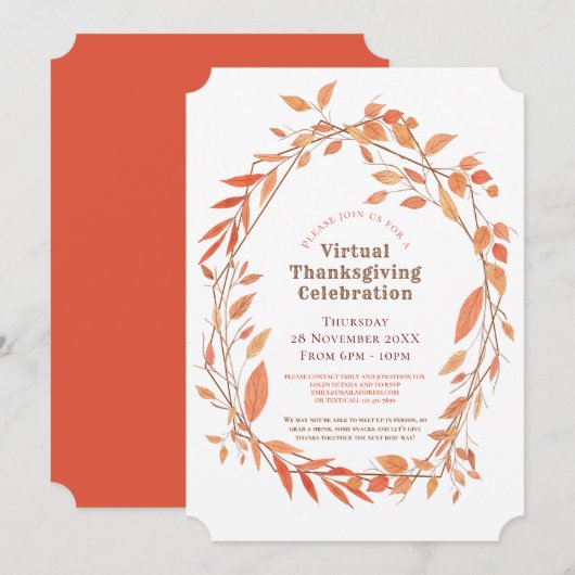 Invitation Cadre géométrique de feuille d'automne de Thanksgi (Devant / Derrière)