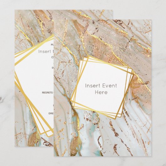 Invitation Cadre géométrique de l'agneau doré orange (Devant / Derrière)