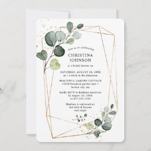 Invitation Cadre géométrique doré Baby Shower de mariage Euca