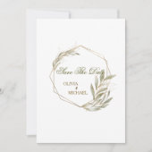 Invitation Cadre géométrique doré Eucalyptus Save The Date (Devant)