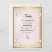 Invitation Cadre géométrique doré Marbre rose Demoiselle d'ho (Devant)