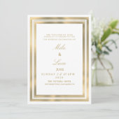 Invitation Cadre géométrique en or blanc de luxe Mariage (Debout devant)