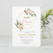 Invitation Cadre géométrique floral bébé douche (Debout devant)