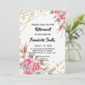 Invitation Cadre géométrique Gold Floral Retirement (Debout devant)