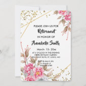 Invitation Cadre géométrique Gold Floral Retirement (Devant)