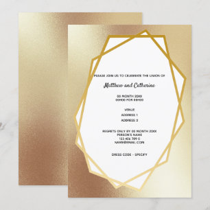 Invitation Cadre géométrique hexagonal minimaliste en or