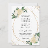 Invitation Cadre géométrique moderne Nature Vert Mariage Flor (Devant)