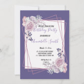 Invitation Cadre géométrique moderne violet Flora fête d'anni (Devant)