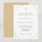 Invitation Cadre géométrique or élégant mariage de calligraph (Devant / Derrière)