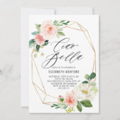 Invitation Cadre géométrique Or Flore rose Ciao Bella (Devant)