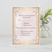 Invitation Cadre géométrique or Mariage en marbre rose (Debout devant)