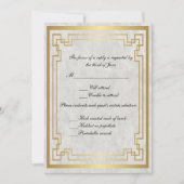 Invitation Cadre géométrique or mariage marbre blanc RSVP (Devant)