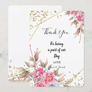 Invitation Cadre géométrique Or rose Floral merci