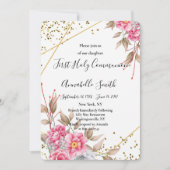 Invitation Cadre géométrique Or Rose Floral Premier Saint Com (Devant)