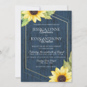 Invitation Cadre géométrique Sunflower bleu marine Mariage ru (Devant)