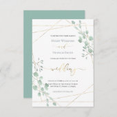 Invitation cadre géométrique verdoyant mariage ・ (Devant / Derrière)