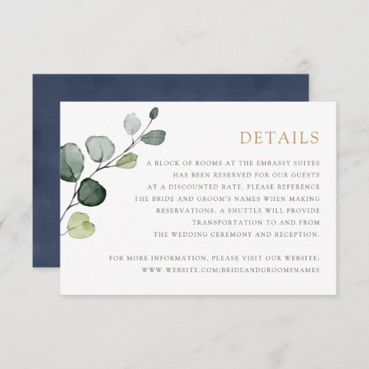 Invitation Cadre géométrique vert Or Elégant Détails Info (Devant / Derrière)