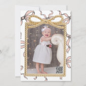 Invitation Cadre Gold Bow Bow Bow rose Bow 1er anniversaire (Dos)