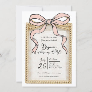 Invitation Cadre Gold Bow Bow Bow rose Bow 1er anniversaire