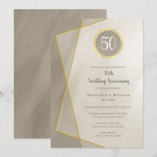 Invitation cadre gris or antique pour 50 ans
