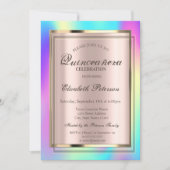 Invitation Cadre holographique couleur Ombre Quinceañera (Devant)