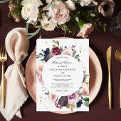 Invitation Cadre humeur rustique bordeaux floral et baie