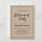 Invitation Cadre Kraft et noir | Parti de la retraite moderne (Devant)