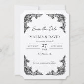 Invitation Cadre Kraft Floral Baroque Faire part Initiales (Devant)