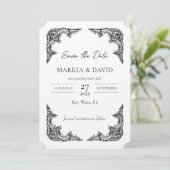 Invitation Cadre Kraft Floral Baroque Faire part Initiales (Debout devant)