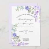 Invitation Cadre Lilac et Fleurs à ressort rose (Devant / Derrière)