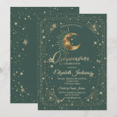 Invitation Cadre Lune Étoiles Célestes Quinceanera (Devant / Derrière)