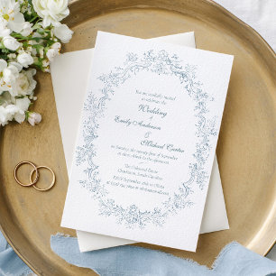 Invitation Cadre Mariage bleu vintage