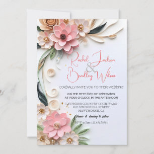 Invitation Cadre Mariage floral mignon Quilling Abstrait papi