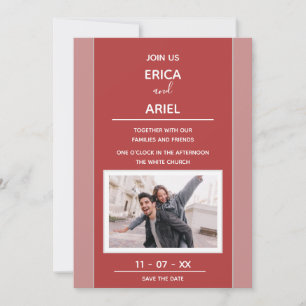 Invitation Cadre minimaliste de rose burgundy photo personnal