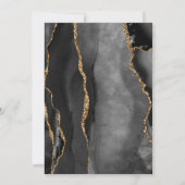 Invitation Cadre Moderne Agate Noir Mariage Or (Dos)