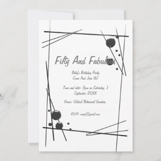 Invitation Cadre Moderne Argent Cinquante Et Fabuleux Anniver