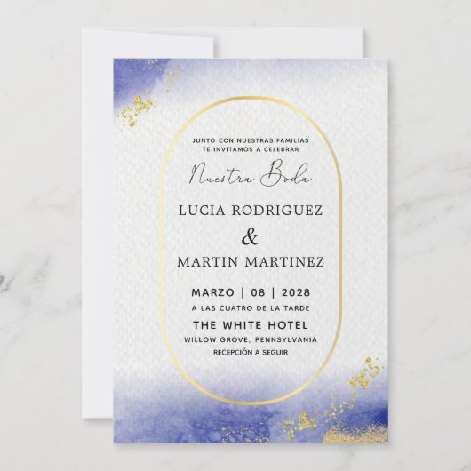 Invitation Cadre Moderne & Doré Notre Mariage (Devant)