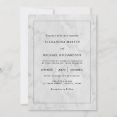 Invitation Cadre moderne en argent et Mariage en marbre (Devant)