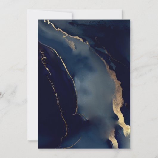 Invitation Cadre moderne Marine Bleu Or Elégant Mariage plage (Dos)