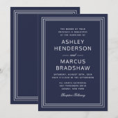 Invitation Cadre moderne simple Mariage de marine élégant (Devant / Derrière)