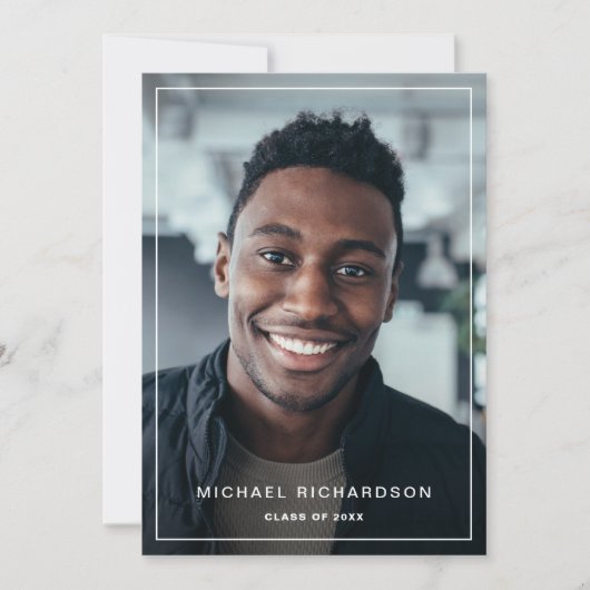 Invitation Cadre moderne | Vertical Two Photo Graduation Part (Devant)