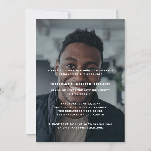 Invitation Cadre moderne | Vertical Two Photo Graduation Part (Dos)