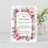 Invitation Cadre modifiable avec fleurs et feuilles pastel (Debout devant)