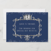 Invitation Cadre Navy Silver Couronne Royale Amour & Remercie (Devant)