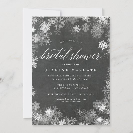 Invitation Cadre neige | Fête des mariées hivernale rustique (Devant)