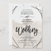 Invitation Cadre noir chic simple script photo mariage (Devant)