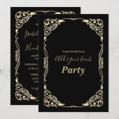 Invitation Cadre noir et or élégant pour toutes occasions (Devant / Derrière)