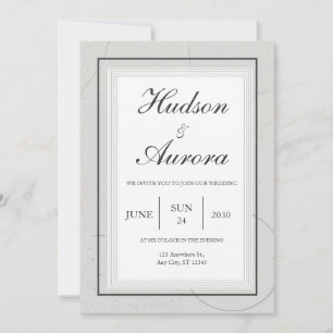 Invitation Cadre Noir Minimaliste Mariage Géométrique Élégant