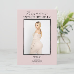 Invitation Cadre Noir Moderne pour Photo Tendances Anniversai